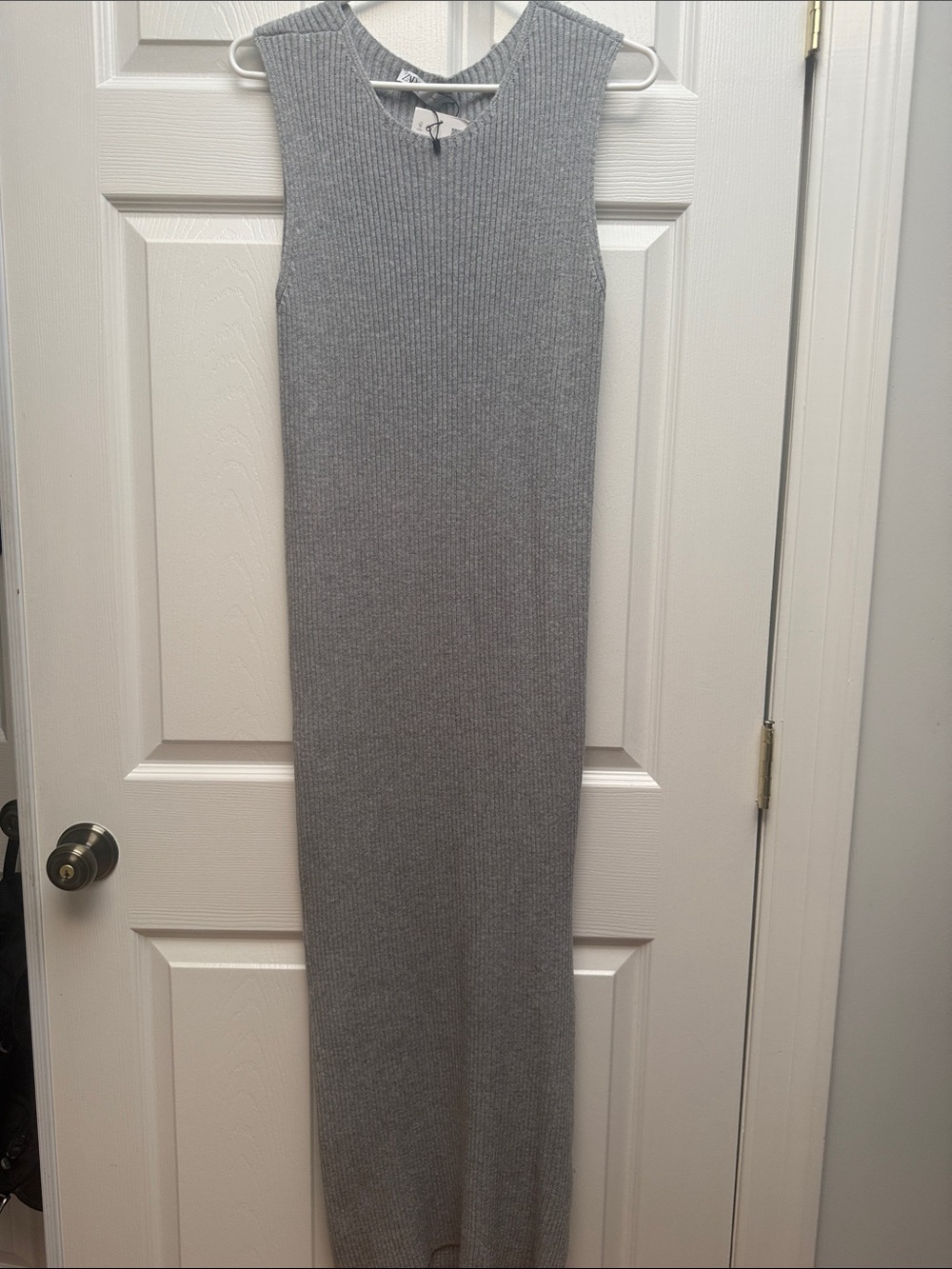 Zara Ribbed Sleeveless Maxi Dress - Gray